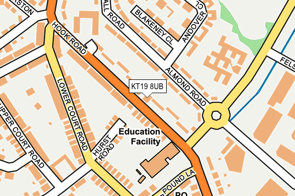 KT19 8UB map - OS OpenMap – Local (Ordnance Survey)