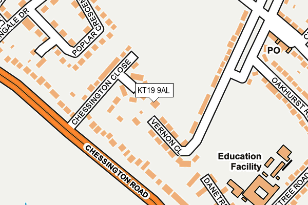KT19 9AL map - OS OpenMap – Local (Ordnance Survey)