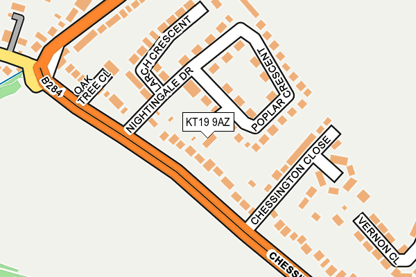 KT19 9AZ map - OS OpenMap – Local (Ordnance Survey)