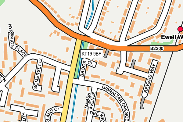 KT19 9BF map - OS OpenMap – Local (Ordnance Survey)