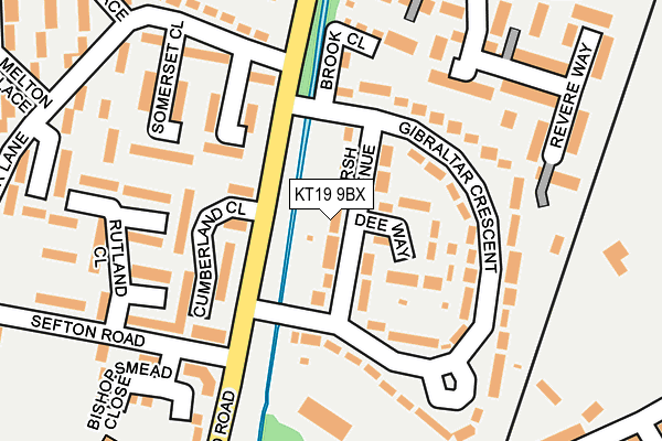 KT19 9BX map - OS OpenMap – Local (Ordnance Survey)