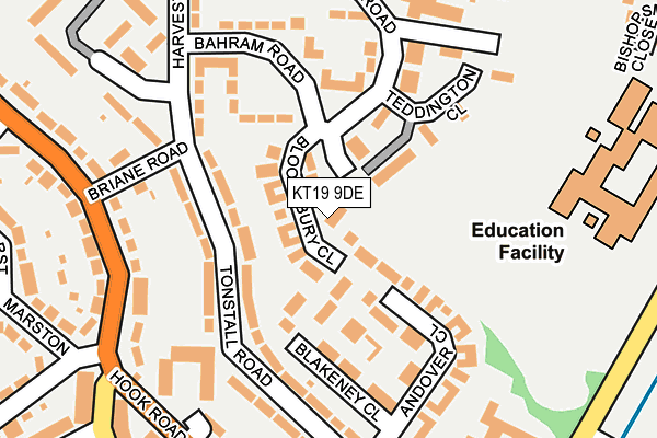 KT19 9DE map - OS OpenMap – Local (Ordnance Survey)