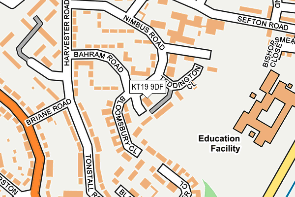 KT19 9DF map - OS OpenMap – Local (Ordnance Survey)