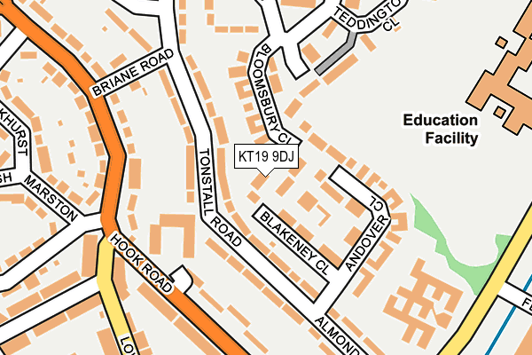 KT19 9DJ map - OS OpenMap – Local (Ordnance Survey)