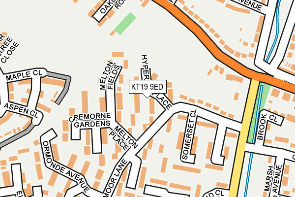 KT19 9ED map - OS OpenMap – Local (Ordnance Survey)