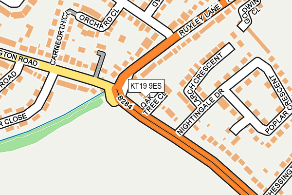 KT19 9ES map - OS OpenMap – Local (Ordnance Survey)