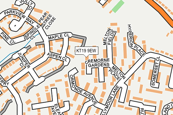 KT19 9EW map - OS OpenMap – Local (Ordnance Survey)