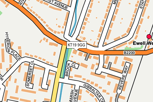 KT19 9GG map - OS OpenMap – Local (Ordnance Survey)