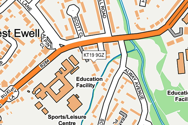 KT19 9GZ map - OS OpenMap – Local (Ordnance Survey)