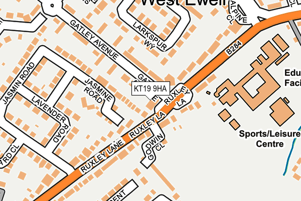 KT19 9HA map - OS OpenMap – Local (Ordnance Survey)