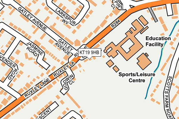 KT19 9HB map - OS OpenMap – Local (Ordnance Survey)