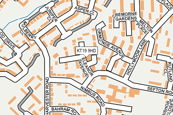 KT19 9HD map - OS OpenMap – Local (Ordnance Survey)