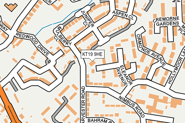 KT19 9HE map - OS OpenMap – Local (Ordnance Survey)