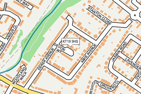 KT19 9HS map - OS OpenMap – Local (Ordnance Survey)