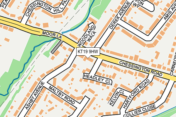 KT19 9HW map - OS OpenMap – Local (Ordnance Survey)