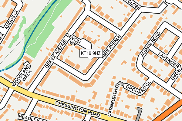 KT19 9HZ map - OS OpenMap – Local (Ordnance Survey)