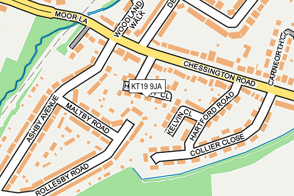 KT19 9JA map - OS OpenMap – Local (Ordnance Survey)