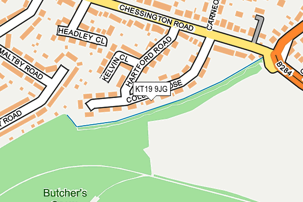 KT19 9JG map - OS OpenMap – Local (Ordnance Survey)