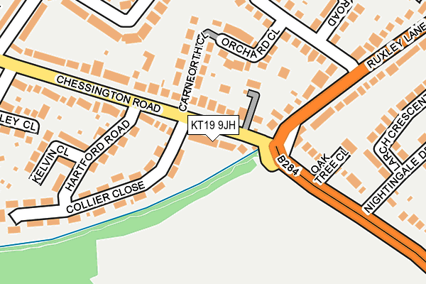 KT19 9JH map - OS OpenMap – Local (Ordnance Survey)