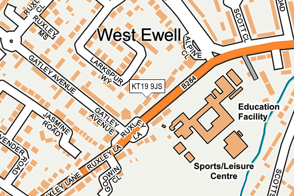 KT19 9JS map - OS OpenMap – Local (Ordnance Survey)