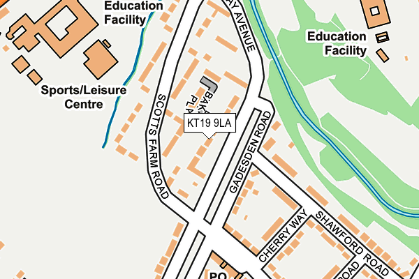 KT19 9LA map - OS OpenMap – Local (Ordnance Survey)