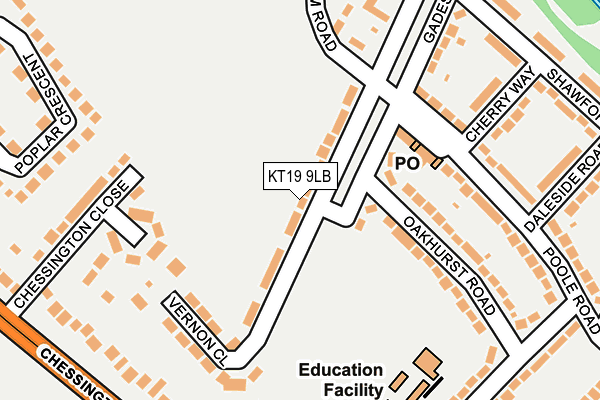 KT19 9LB map - OS OpenMap – Local (Ordnance Survey)