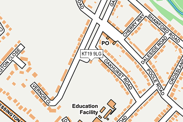 KT19 9LG map - OS OpenMap – Local (Ordnance Survey)
