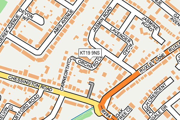 KT19 9NS map - OS OpenMap – Local (Ordnance Survey)