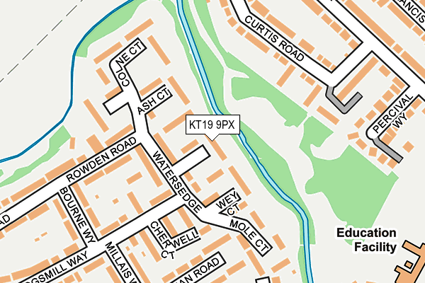 KT19 9PX map - OS OpenMap – Local (Ordnance Survey)