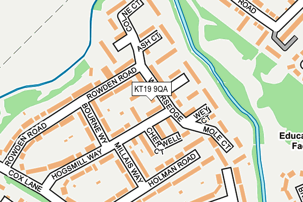 KT19 9QA map - OS OpenMap – Local (Ordnance Survey)