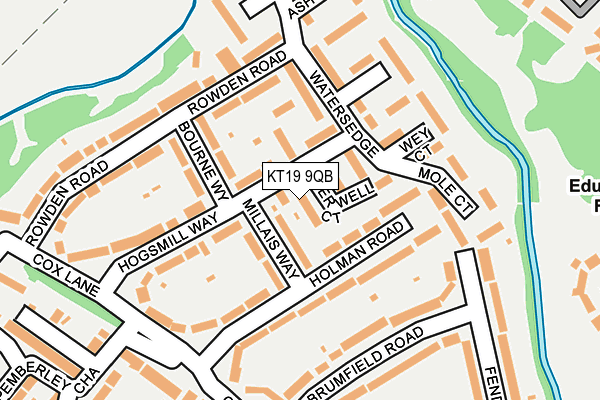 KT19 9QB map - OS OpenMap – Local (Ordnance Survey)