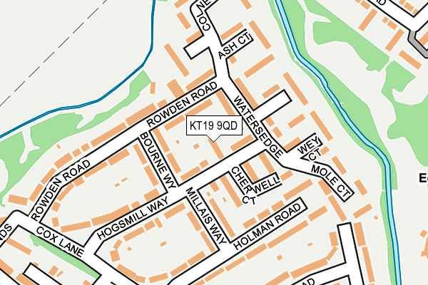 KT19 9QD map - OS OpenMap – Local (Ordnance Survey)