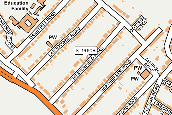 KT19 9QR map - OS OpenMap – Local (Ordnance Survey)