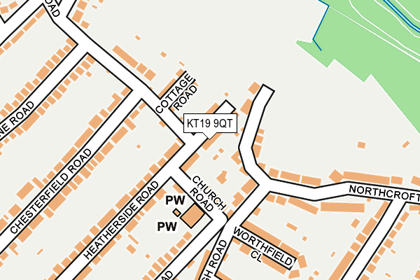 KT19 9QT map - OS OpenMap – Local (Ordnance Survey)