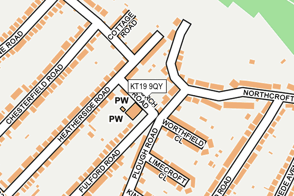 KT19 9QY map - OS OpenMap – Local (Ordnance Survey)