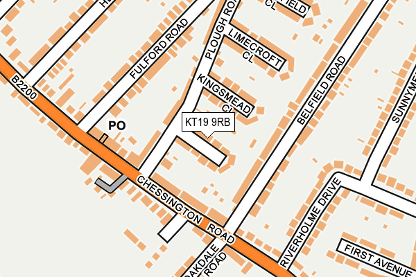 KT19 9RB map - OS OpenMap – Local (Ordnance Survey)