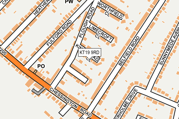KT19 9RD map - OS OpenMap – Local (Ordnance Survey)
