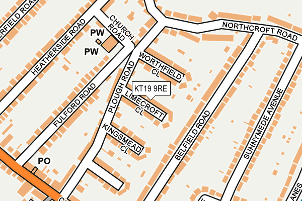 KT19 9RE map - OS OpenMap – Local (Ordnance Survey)