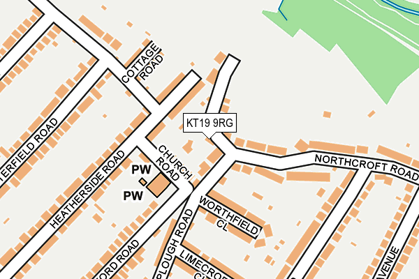 KT19 9RG map - OS OpenMap – Local (Ordnance Survey)