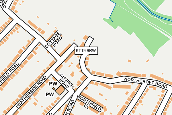 KT19 9RW map - OS OpenMap – Local (Ordnance Survey)