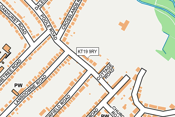 KT19 9RY map - OS OpenMap – Local (Ordnance Survey)