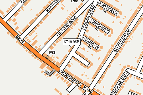 KT19 9SB map - OS OpenMap – Local (Ordnance Survey)