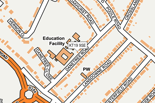 KT19 9SE map - OS OpenMap – Local (Ordnance Survey)