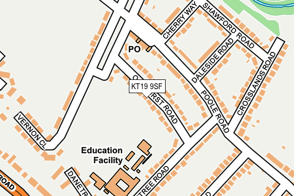 KT19 9SF map - OS OpenMap – Local (Ordnance Survey)