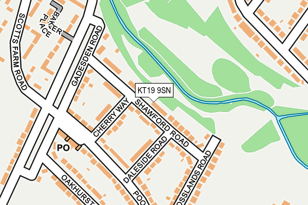 KT19 9SN map - OS OpenMap – Local (Ordnance Survey)