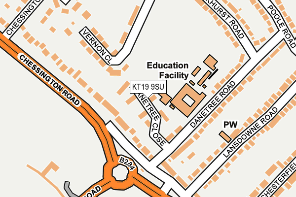 KT19 9SU map - OS OpenMap – Local (Ordnance Survey)