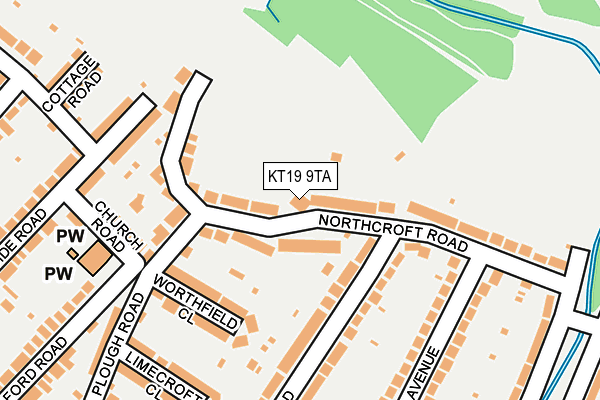 KT19 9TA map - OS OpenMap – Local (Ordnance Survey)