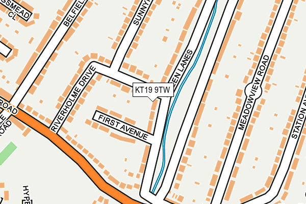 KT19 9TW map - OS OpenMap – Local (Ordnance Survey)