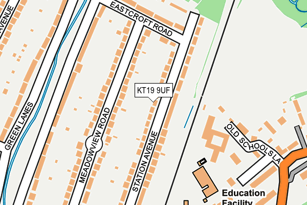 KT19 9UF map - OS OpenMap – Local (Ordnance Survey)