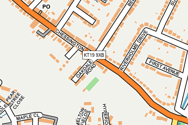 KT19 9XB map - OS OpenMap – Local (Ordnance Survey)